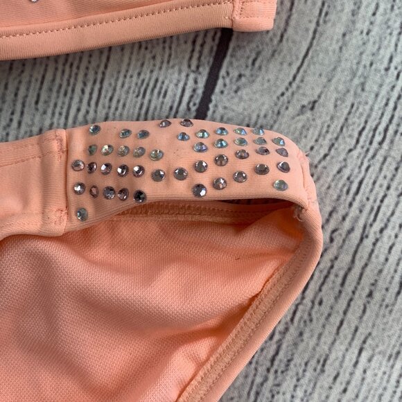 Miss Me sz Large Bikini Top & Bottom Peach Rhinestone Details - Picture 3 of 14